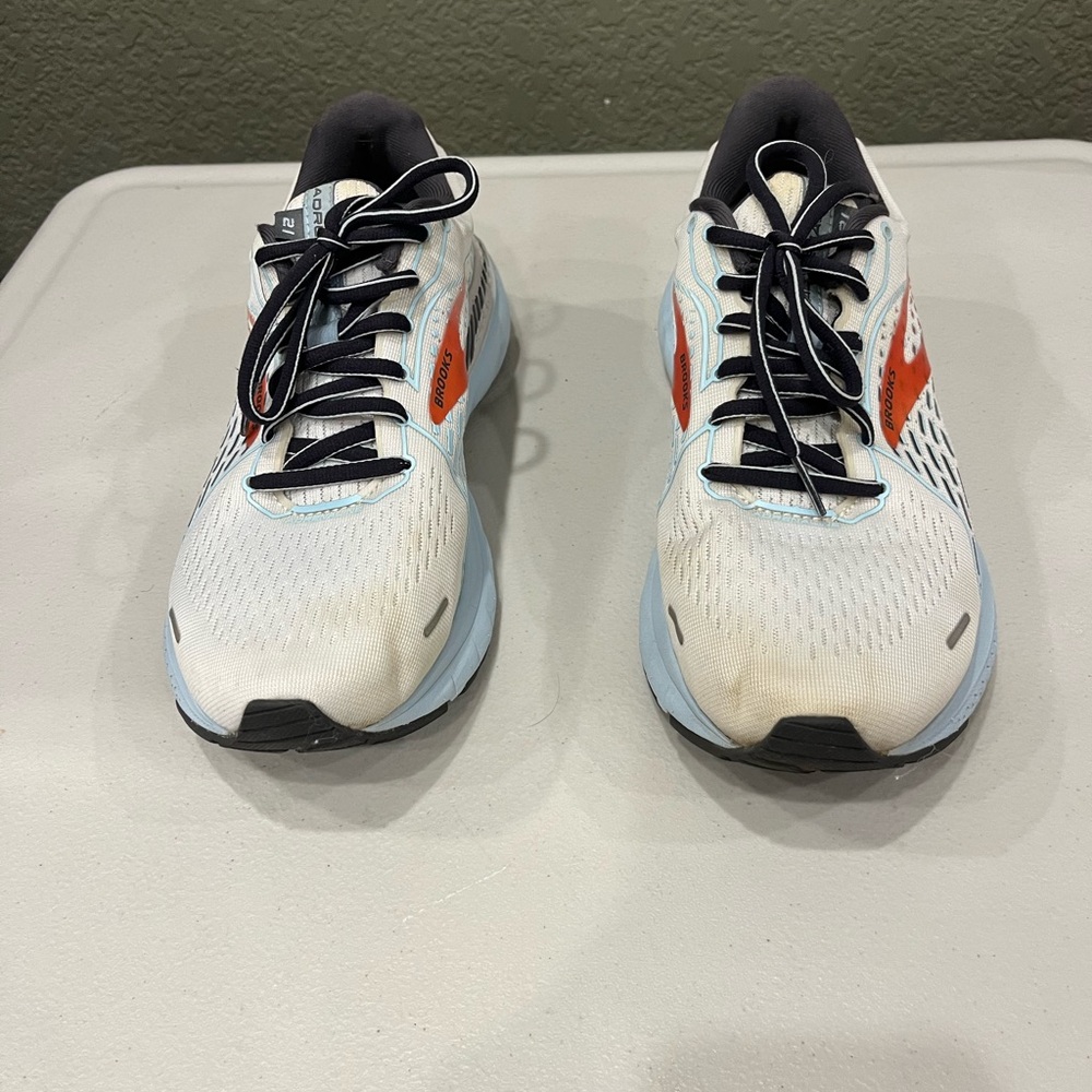 Brooks Adrenaline 21 White Blue Orange Running Shoes Sneakers Womens Size 10B - Picture 4 of 9
